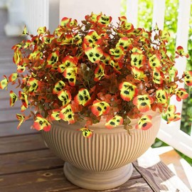 Artificial Fall Flowers for Decoration Fake Flowers Outdoor Artificial Plants, 20 Bundles Faux Mums Autumn Plastic Flower UV Resistant for Porch Patio Home Yard Garden Window Box Pot Planters