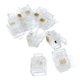 DRUT 10pcs. RJ11 6P4C Crimps Ends 4 pins Plugs for Crimping ADSL DSL Broadband Telephone Cables Leads