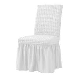XMNTG Dining Room Chair Slipcovers 1-Piece Stretch White Dining Chair Covers Dorm Chair Cover Non Slip Washable Furniture Protector with Skirt Country Style for Hotel Ceremony Party (White)