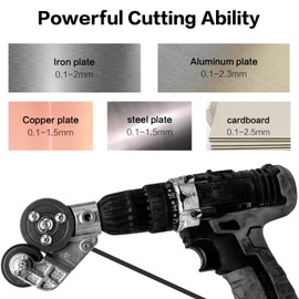 Smooth Cutting Electric Drill Plate Cutter with Multiple Cutting Ranges, Upgraded Steel Nibbler Drill Attachment with Adapter for DIY, Perfect for Cutting Iron, Steel, Copper, and Aluminum Sheets