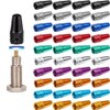 Presta Valve Caps for Bicycle, 40 Pack, Multicolour Anodised Aluminium,