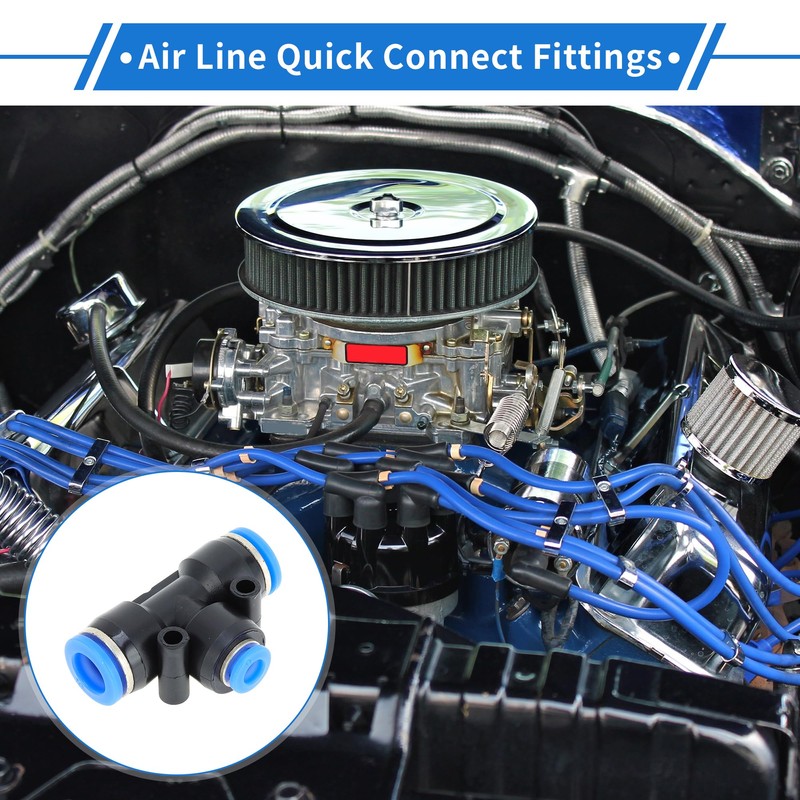 VekAuto Push to Connect Air Fittings 3/8"x1/4"x3/8" t Type Reducing