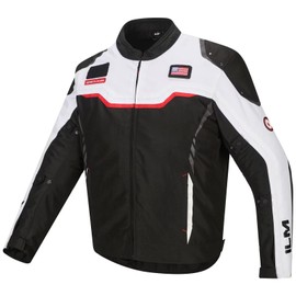 ILM Motorcycle Mesh Jacket with CE Armor and Detachable Waterproof Liner Dual Sport All Season Riding for Men Model JRC2-S White, 3XL
