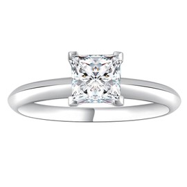YOYEEWYNS 1.0CT 14K Silver Plated Solitaire Princess Cubic Zirconia Promise Rings for Women Wedding Bands Her Engagement Ring Size 7