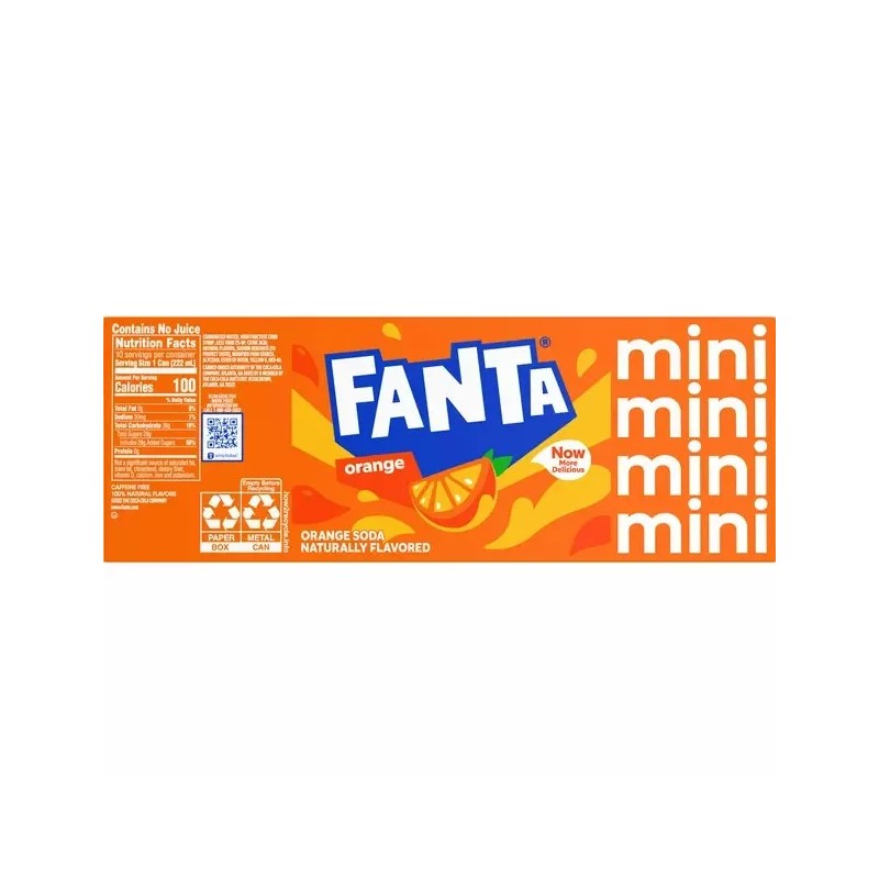 Fanta Orange Fruit Mini Soda, 7.5 fl oz, 10 Pack