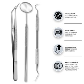 Student Professional Training Dental Hygiene Kit, Stainless Steel Tools Set, Plaque Removal Instruments (10)