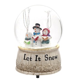 Christmas Snow Globe Crystal Box with Snowflakes Musical Snow Globes Let It Snow 100mm,Cute Three Snowmen