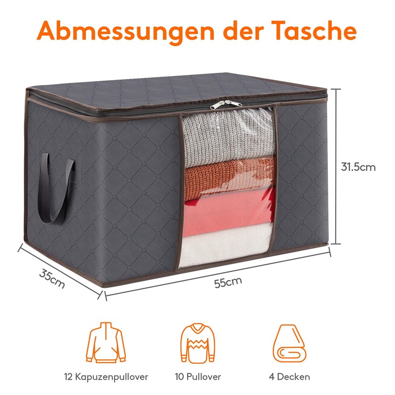 Lifewit Pack of 3 Storage Bags, Storage Box with Lid,