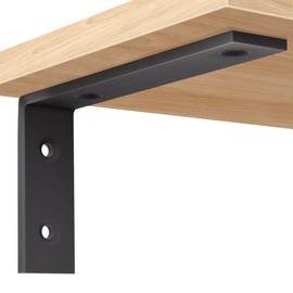 AINVLPRO Heavy Duty L Brackets for Shelves 8 Inch – Matte Black Triangle Shelf Supports with Screws, Wall Mounted Metal Bracket for DIY Floating Wood Shelving 2 Pack