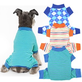 3-Pack Dog Pajamas for Small Dogs, Stretchy Onesie with Roomy Tail Opening & Elastic Back Knees, Cozy Puppy Clothes L