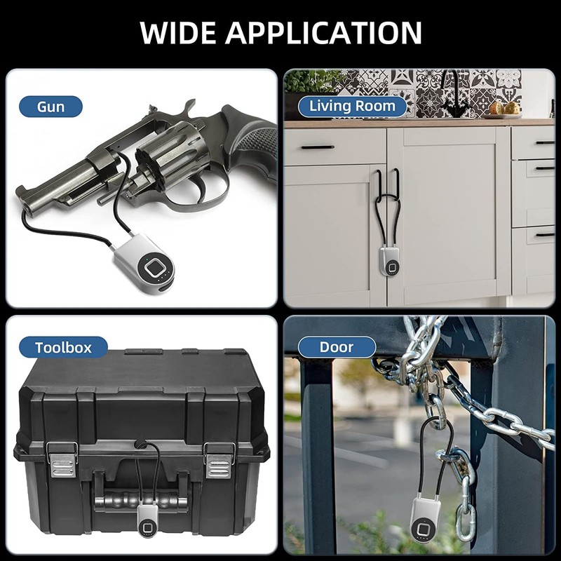 Dhiedas Fingerprint Gate Lock, 3.6'' Long Cable Fingerprint Lock, Smart