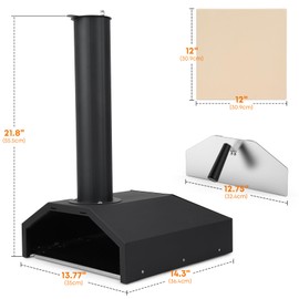Stanbroil 14 Inch Outdoor Pizza Oven Box Fits Wood Burning Stove, Wood Fired Pizza Maker with Pizza Stone for Grill/Stove Top