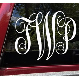 Minglewood Trading Gold - Monogram Vinyl Decal - Three Initials - Car Truck Laptop Wall - Traditional - Die Cut Sticker - 5w x 4h inches