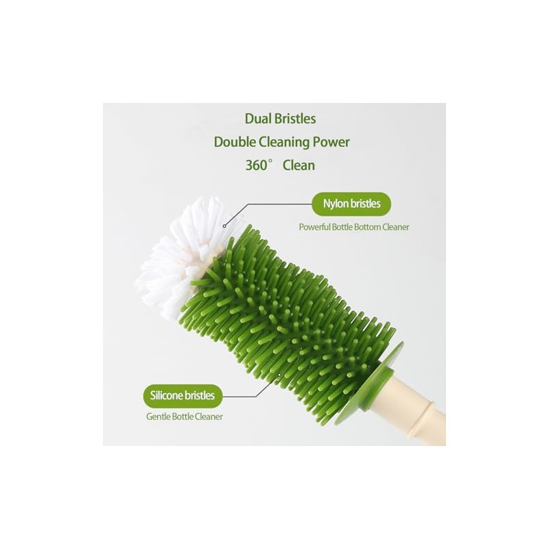 Baby Bottle Cleaning Kit - Liquid-Dispensing Brush System with Nipple