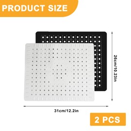 Sink Protector Mat, 2 Pcs Kitchen Sink Mat, 31 x 26 cm Anti Slip Sink Protector Mat Soft Rubber Kitchen Sink Mat for The Kitchen Sink or Countertops Functional Dish Drainer(Black+White)