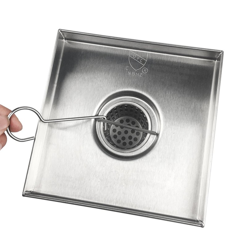 Neodrain Square Shower Drain with Removable Tile insert Grate, 6-Inch,
