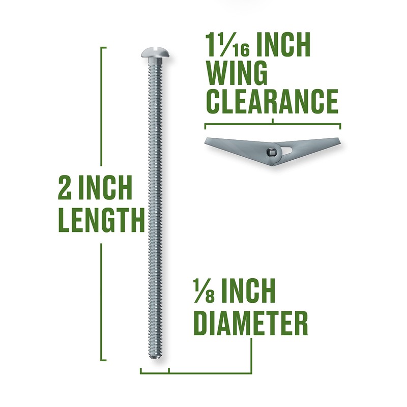 The Hillman Group 591270 Toggle Bolts, 1/8 by 2-Inch, Zinc,