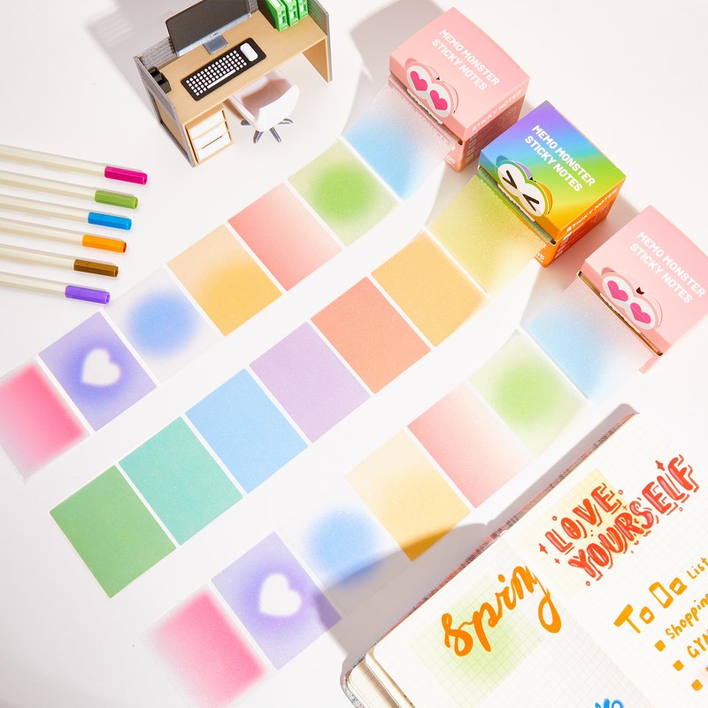 Monster Sticky Notes – Glittery Semi-Transparent Full-Adhesive Sticker Notes with