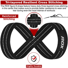RDX Weight Lifting Straps Figure 8, Anti Slip Strap with cuffs wrist Support for Gym Workout Deadlift Powerlifting Bodybuilding Weightlifting, Fitness Strength Training, Hand Bar Grip for Men