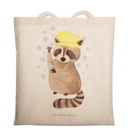 Mr. & Mrs. Panda Raccoon Tote Bag, Gift, Plan, Shopping Bag, Funny Sayings, Good Mood, Shoulder Bag, Soap Bubbles, Bag, Animals,, White