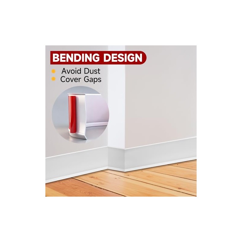Vinyl Wall Base, 4 Inch(W) x 10 Feet(L) Flexible Baseboard