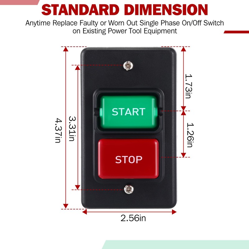 Dreyoo 2 Pcs 120V/230V Dual Voltage Single Phase On/Off Switch,