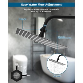 Hibbent All Metal 1 Pack Shower Head Flow Control Valve, G1/2 Brass Shut-off Valve with Metal Handle Lever, Shut OFF Water Flow Control Regulator for Handheld Shower, or Bidet Sprayer, Matte Black