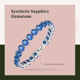 Simulated Sapphire Tennis Bracelet Eternity 7mm Round Cut 7 inch