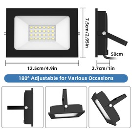 papasbox LED Spotlight 12 V, 20 W LED Floodlight Super Bright 1600 LM Outdoor Floodlight 3000 K Warm White, IP65 Waterproof Headlight for Garden, Yard, Patio, Square, Factory