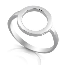 Cassini Ring with Circle of Life Made of 925 Sterling Silver, Narrow and Polished Women's Ring 3RAH, Sterling Silver