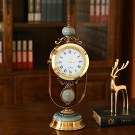 MovFlax Mini Round Quartz Clock Insert 1-1/2 Inch (37 mm) Face Replacement, Quartz Movement Miniature Clock for Crafts with Roman Numerals Fit 35 mm Diameter Hole (Gold)