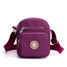 Gelory Multi-Pocket Casual Crossbody Bag for Women, Mini Cross body Bag Women Nylon Waterproof Adjustable Strap Travel Messenger Bags Shoulder Bags (Purple)
