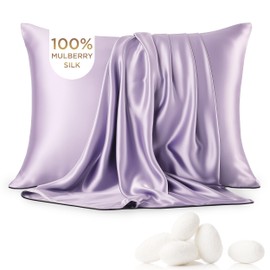 Bedsure 100% Mulberry Silk Pillowcase for Hair and Skin,Purple Silk Pillow Case with Hidden Zipper, Gifts for Women Men, Standard Size Single Pack,20x26 Inches