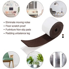 Shappy 2 Packs Felt Strips with Adhesive Backing Felt Tape Roll Non Slip Self Adhesive Cuttable Furniture Pads for Protecting Hardwood Floors, Chairs, Wall(Dark Brown,120 x 2 x 0.12 Inch)