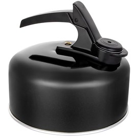 1-Litre Black Stainless Steel Whistling Stove Top Kettle, Camping Kettle with Handle, Non-Induction, Lightweight & Durable