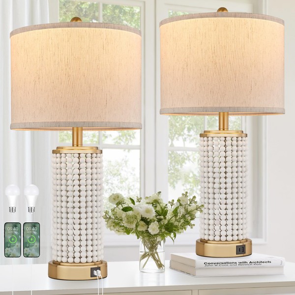 Reaketon 24.5" Farmhouse Table Lamp 3-Way Dimmable Touch Control Table