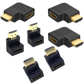 CKANDAY 7 Pack HDMI Angled Adapter Combo, 3 Pcs Vertical Flat Left & Right 90 Degree Angle and 4 Pcs 270 & 90 Degree Male to Female HDMI Adapter, Gold-Plated 3D Supported TV Connector