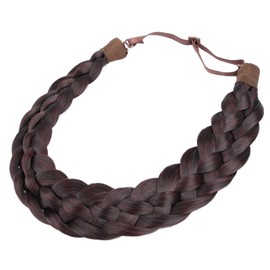 Gledola 5 Strands Synthetic Hair Braid Headband Hair Braided Headband for Women Girl (Plum Burgundy)
