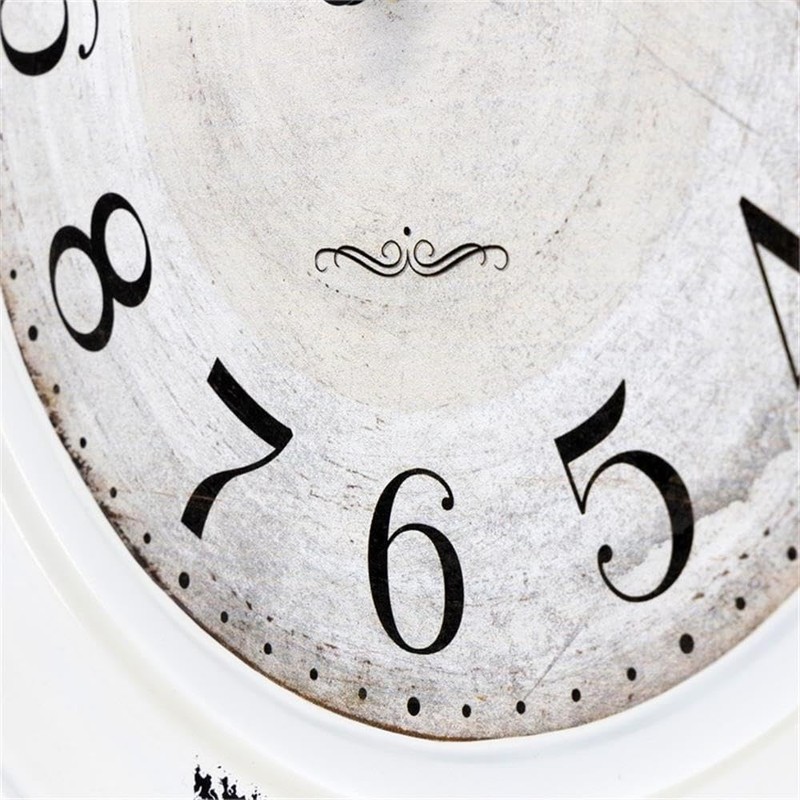 Yosemite Home Decor Circular Iron Wall Clock, White Frame, White