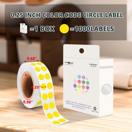 PARLAIM 1/4 Inch Circle Sticker Labels,1000 Stickers Round Color Coding Circle Dots Stickers, Adhesive Roll Dot Label for Inventory Organize, File Classification (Yellow)