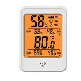 Thermometer Hygrometer Indoor Digital Temperature Humidity Monitor Meter with Backlight for Greenhouse White