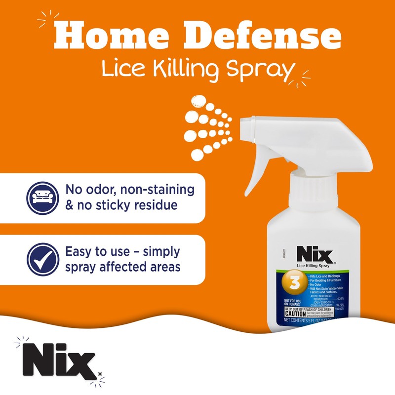 Nix Lice & Bed Bug Spray for Home Use, Kills