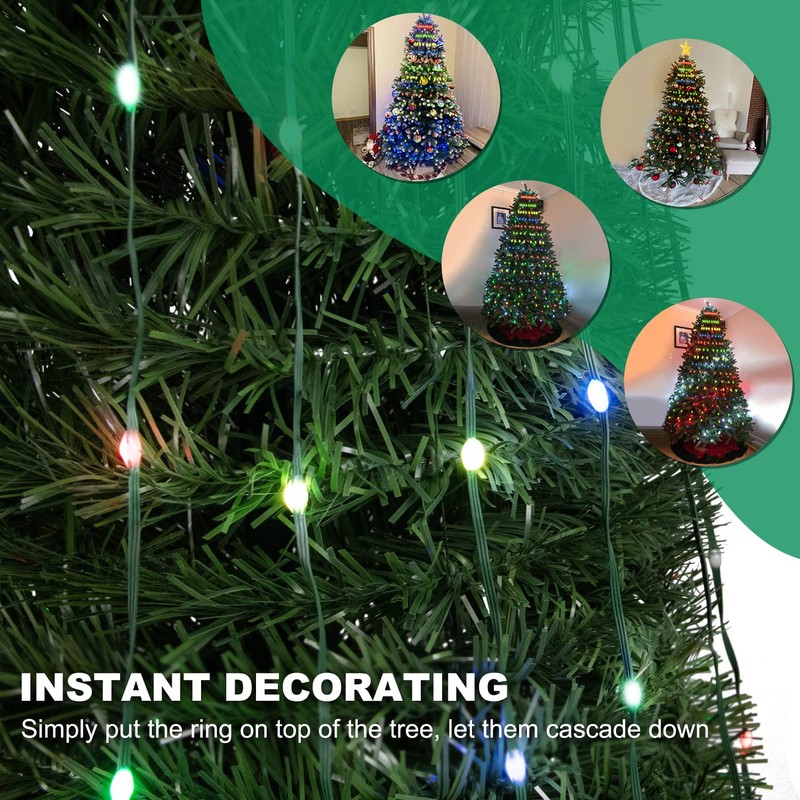 Horsetail Christmas Tree Lights Decorations with Ring Smart APP, 160LED