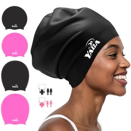Extra Large Swim Cap Women Adult, Swim Caps for Long Hair, Dreadlocks, Weaves, Hair Extensions, Braids, Curls & Afros - Silicone Swimming Cap for Women & Men Anti-Leak Seal for Pool, Beach, Laps(XXL)