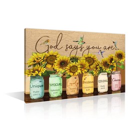 TISHIRON Sunflower Oil Paintings Modern Canvas Prints Artwork Flowers Pictures on Canvas Wall Art for Home Office Decorations Wooden Framed Ready to Hang 12x8in