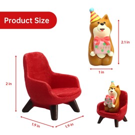 RAQWI Cute Mini Dog Holding a Gift Figurine Resin Puppy for Office, Home Decoration Perfect Cute Dog Gift for Dog Lovers - Red Sofa