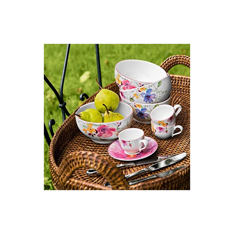 Villeroy & Boch Mariefleur Gris Basic Ciotola, Porcellana Premium, Bianco/Multicolore