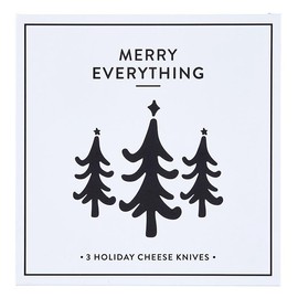 Santa Barbara Design Studio Cheese Knives Gift Set White & Black Cardboard Book Gifts, 3-Pieces, Merry Everything