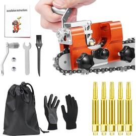 Chainsaw Sharpener Jig Kit, Portable Universal Chain Saw Sharpener Tool with 5 PCS High Hardness Burrs, Manual Hand Crank Chainsaw Sharpener, Chainsaw Blade Sharpening Attachment for 6"-22" Chain Saws