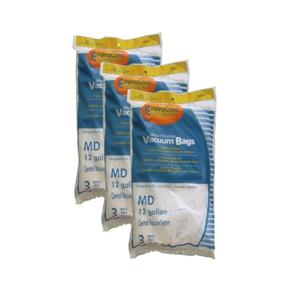 EnviroCare Replacement Vacuum Bags for Modern Day 12 Gallon Central Vacuums 9 Pack